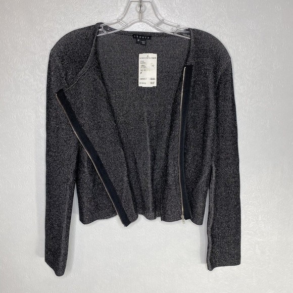 Theory Sz P Lioralee Prosecco Moto Cropped Jacket - Picture 2 of 9